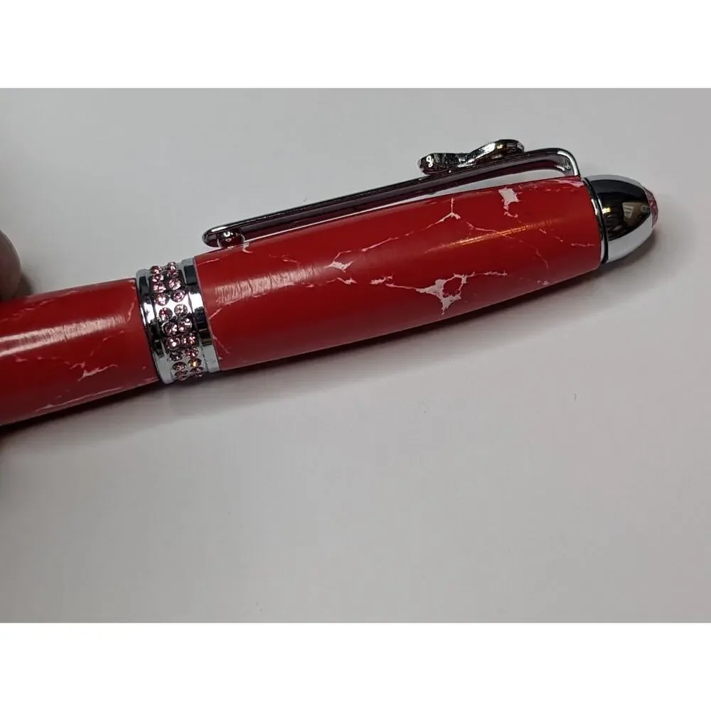 Breast Cancer Awareness Twist Pen Silver Finish Red Acrylic Body Hand Turned Pen